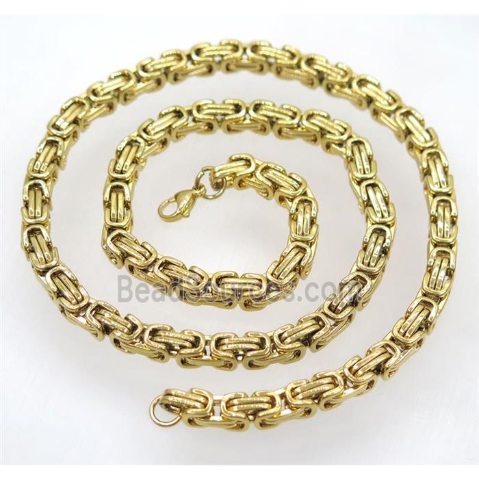 stainless steel necklace, gold plated