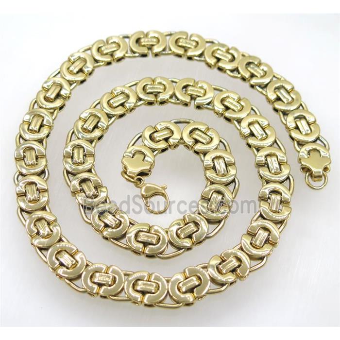 stainless steel necklace, gold plated