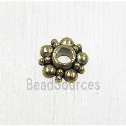 tibetan silver zinc daisy beads, non-nickel, antique gold