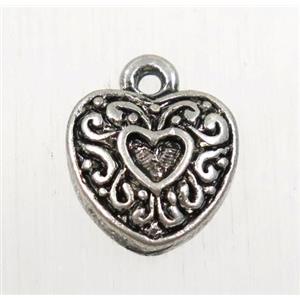 tibetan silver heart pendant, non-nickel, approx 11.5mm