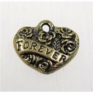 tibetan silver heart pendant, non-nickel, bronze, approx 12x15mm