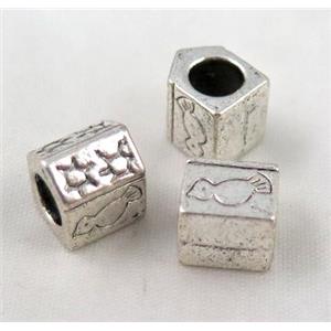 bead, tibetan silver Non-Nickel, approx 10-14mm, 5mm hole
