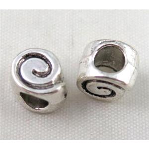 bead, tibetan silver Non-Nickel, approx 10-14mm, 5mm hole