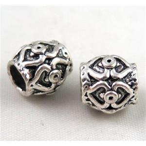 bead, tibetan silver Non-Nickel, approx 10-14mm, 5mm hole
