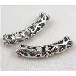 Tibetan silver spacer tube bead, Non-Nickel, approx 6x28mm, 4mm hole