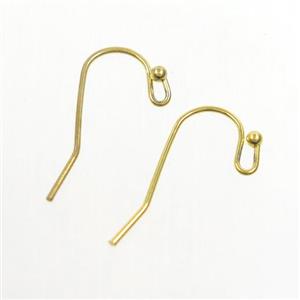 copper earring hook, color keeping, gold plated, approx 10-20mm