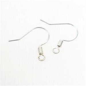 copper earring hook, color keeping, silver plated, approx 15-17mm