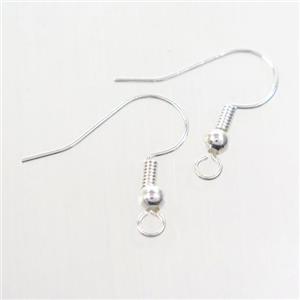 copper earring hook, color keeping, silver plated, approx 15-20mm