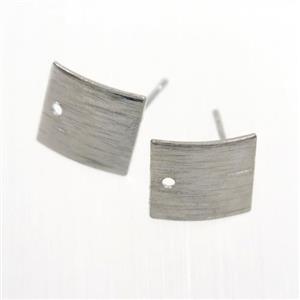 copper earring studs with loop, square, platinum plated, approx 9-10mm