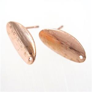 copper earring studs with loop, oval, rose gold, approx 9-18mm