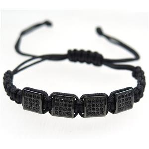 handmade bracelet with beads pave zircon, nylon wire, approx 50-60mm dia