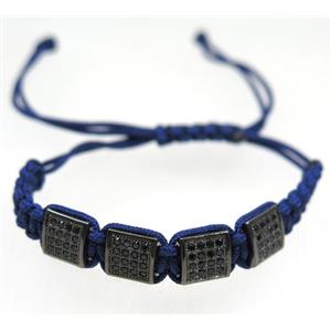 handmade bracelet with beads pave zircon, nylon wire, approx 50-60mm dia