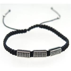 handmade bracelet with tube pave zircon, nylon wire, approx 50-60mm dia
