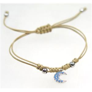 handmade bracelet with Moon pave zircon, nylon wire, approx 50-60mm dia