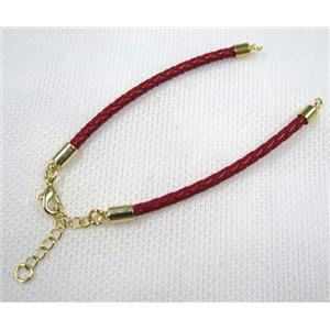 PU leather bracelet with resized chain, approx 3mm