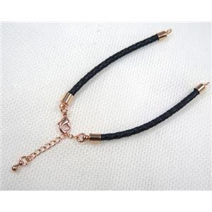 PU leather bracelet with resized chain, approx 3mm