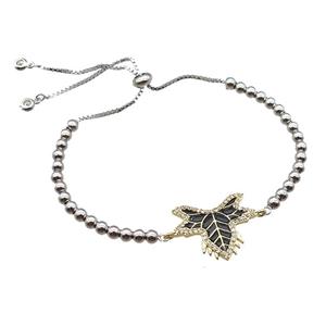 copper bracelet paved zircon, platinum plated, approx 4mm dia, 28cm length