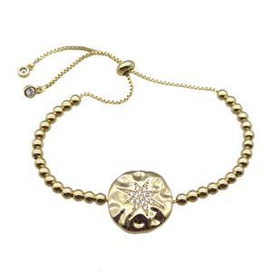 copper bracelet paved zircon, gold plated, approx 4mm dia, 28cm length