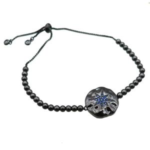 copper bracelet paved zircon, black plated, approx 4mm dia, 28cm length