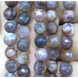 Agate bead, faceted round, approx 6mm dia
