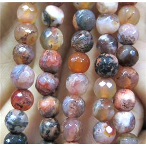 Agate bead, faceted round, approx 6mm dia