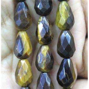 tiger eye stone bead, faceted teardrop, approx 8x12mm
