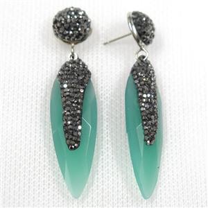green glass crystal earring paved rhinestone, approx 13-40mm