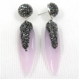 pink glass crystal earring paved rhinestone, approx 13-40mm