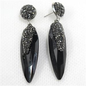 black glass crystal earring paved rhinestone, approx 13-40mm