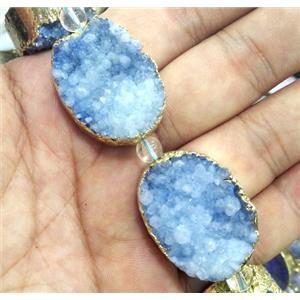 druzy quartz bead, oval, approx 20x30mm, 6pcs per st