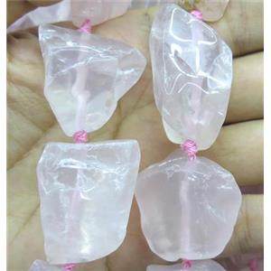 rose quartz bead, nugget, freeform, approx 20-40mm