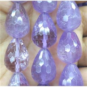 amethyst bead, faceted teardrop, approx 15-30mm