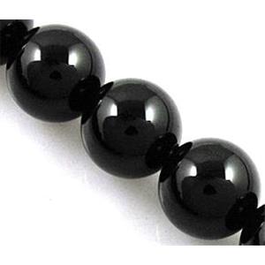 black tourmaline bead, round, A grade, approx 4mm dia