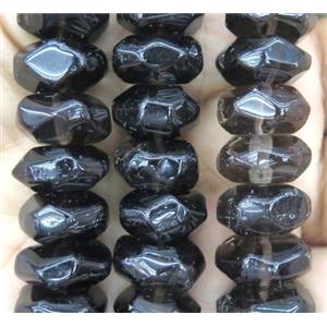 smoky quartz bead, faceted rondelle, approx 8x16mm, 15.5 inches