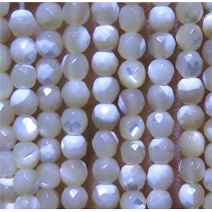 shell bead, faceted round, approx 3mm dia