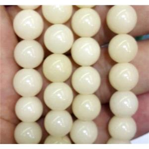 bodhi wood bead, white jade, approx 12mm dia, 33pcs per st
