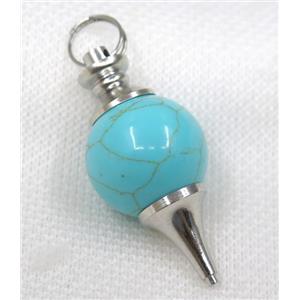 blue Turquoise Globe pendant, round, approx 20mm dia