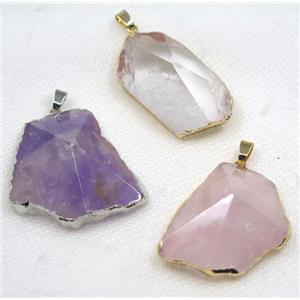 mix gemstone pendant with point, freeform, approx 20-50mm