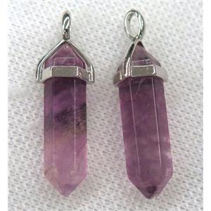 purple Fluorite bullet pendant, approx 10-30mm