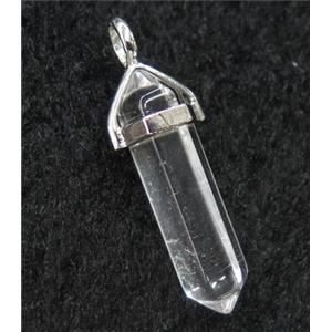 clear crystal quartz bullet pendant, approx 10-30mm