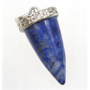 blue Lapis lazuli bullet pendant, approx 11-25mm