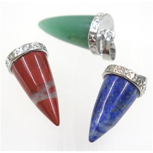 mix gemstone bullet pendant, approx 11-25mm