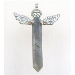 gemstone pendant, angel, platinum plated, approx 35-50mm