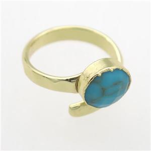 blue Turquoise Rings, copper, platinum plated, approx 10mm, 19mm dia