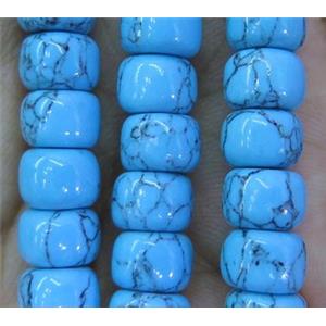 turquoise bead, synthetic, blue, approx 6x8mm