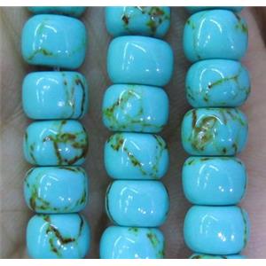 turquoise bead, synthetic, blue, approx 6x8mm