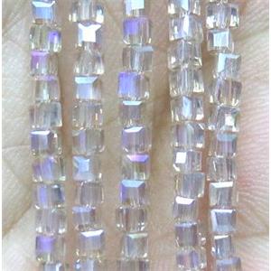 Chinese crystal bead, faceted cube, approx 2x2x2mm, 200pcs per st