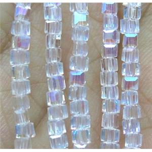Chinese crystal bead, faceted cube, approx 2x2x2mm, 200pcs per st
