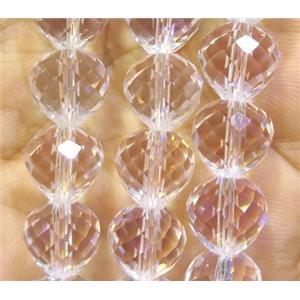 Chinese crystal glass bead, faceted heart, approx 10mm dia, 40pcs per st