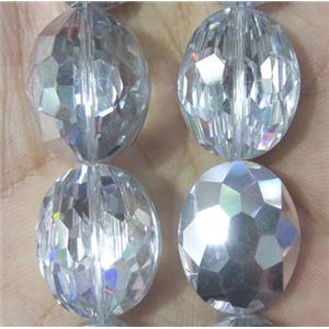 Chinese crystal glass bead, faceted oval, approx 16x20mm, 18pcs per st